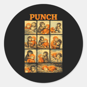 Lustiger süßer Punch-Affe Makaken-Meme japanisch Runder Aufkleber