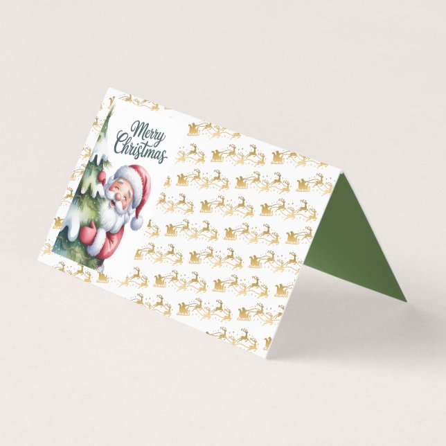 Lustiger süßer Weihnachtsmann mit Baum und Typogra (Vorderseite)