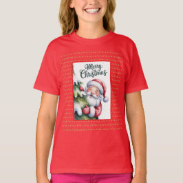 Lustiger süßer Weihnachtsmann mit Baum und Typogra T-Shirt