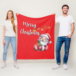 Lustiger süßer Weihnachtsmann & Typografie Fleecedecke