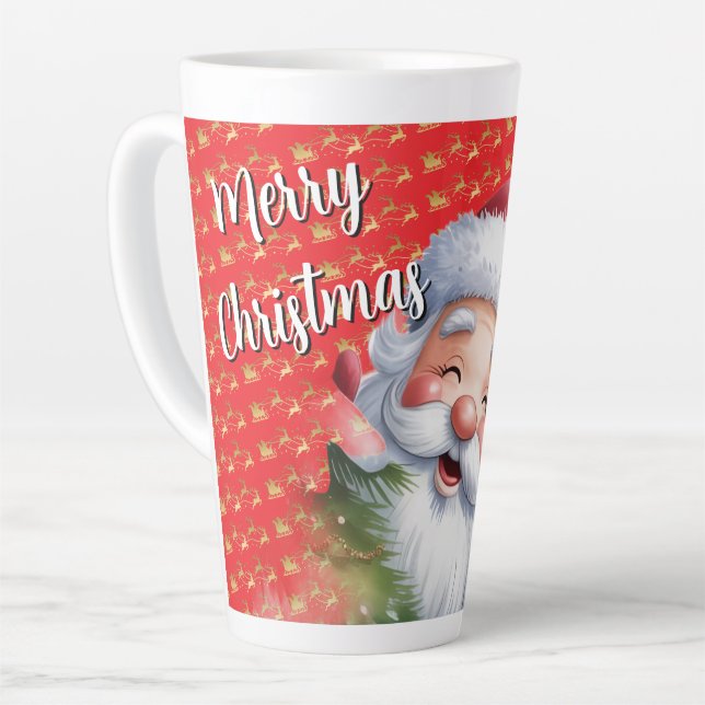 Lustiger süßer Weihnachtsmann & Typografie Milchtasse (Linke Ecke)