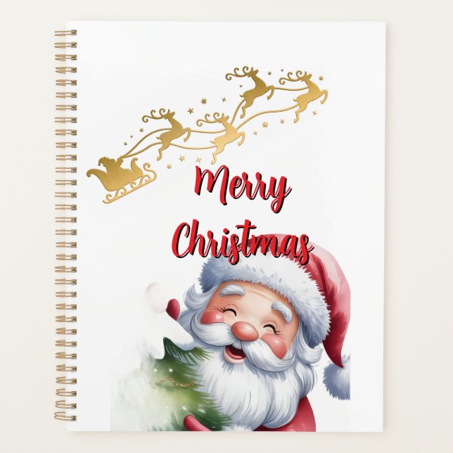 Lustiger süßer Weihnachtsmann & Typografie Planer (Vorderseite)