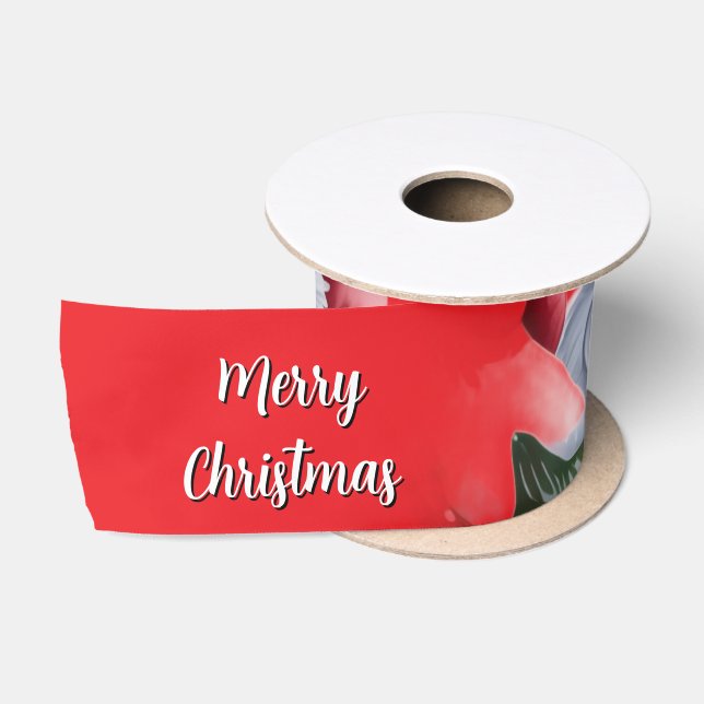 Lustiger süßer Weihnachtsmann & Typografie Satinband (Spule)