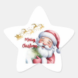Lustiger süßer Weihnachtsmann & Typografie Stern-Aufkleber