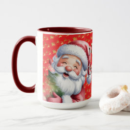 Lustiger süßer Weihnachtsmann & Typografie Tasse