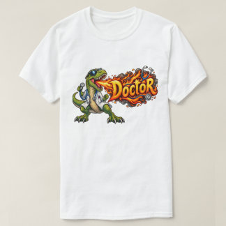 Lustiger T-Rex-Arzt atmet Feuer | Dinosaurier-Arzt T-Shirt