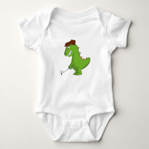 Lustiger T-Rex Dinosaur spielt Golf Baby Strampler