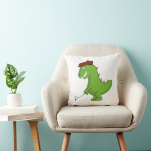 Lustiger T-Rex Dinosaur spielt Golf Kissen