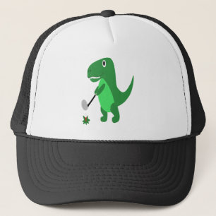 Lustiger T-rex Dinosaurier, der Golf spielt Truckerkappe