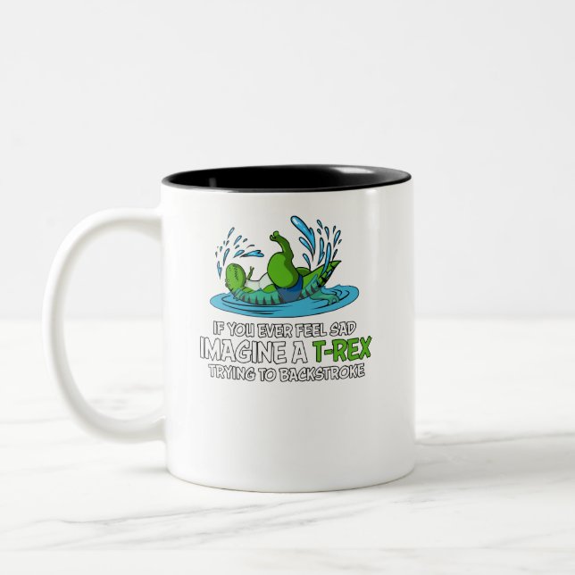 Lustiger T-Rex Dinosaurier hasst Zweifarbige Tasse (Links)