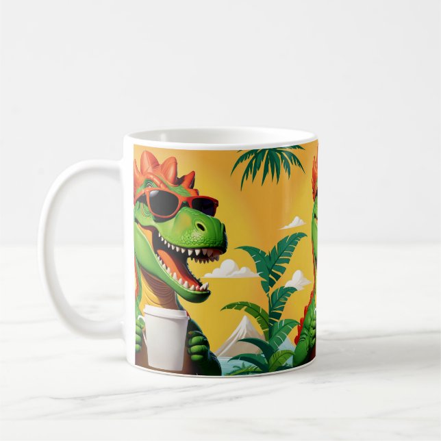 Lustiger T-Rex-Dinosaurier  Kaffeetasse (Links)