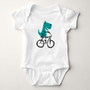 Lustiger T-rex Dinosaurier-Reitfahrrad-Cartoon Baby Strampler
