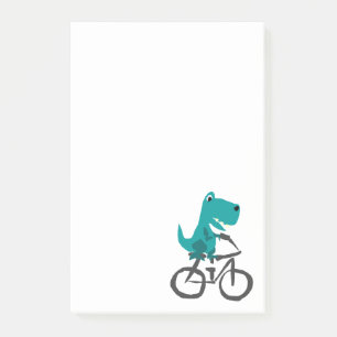 Lustiger T-rex Dinosaurier-Reitfahrrad-Cartoon Post-it Klebezettel