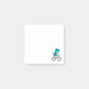 Lustiger T-rex Dinosaurier-Reitfahrrad-Cartoon Post-it Klebezettel