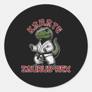 Lustiger T-Rex Karate Dino Martial Arts Kinder  Runder Aufkleber