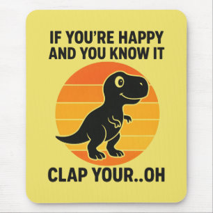 Lustiger T-Rex-Klapper-mit-deinen-Oh-Retro-Dinosau Mousepad