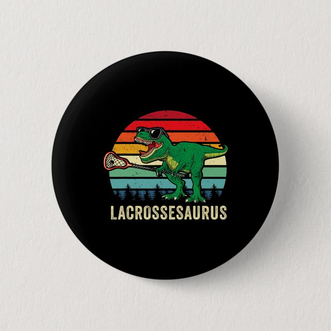 Lustiger T Rex Lacrosse Dinosaur Lax Jungen Lacros Button (Vorderseite)