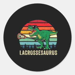 Lustiger T Rex Lacrosse Dinosaur Lax Jungen Lacros Runder Aufkleber