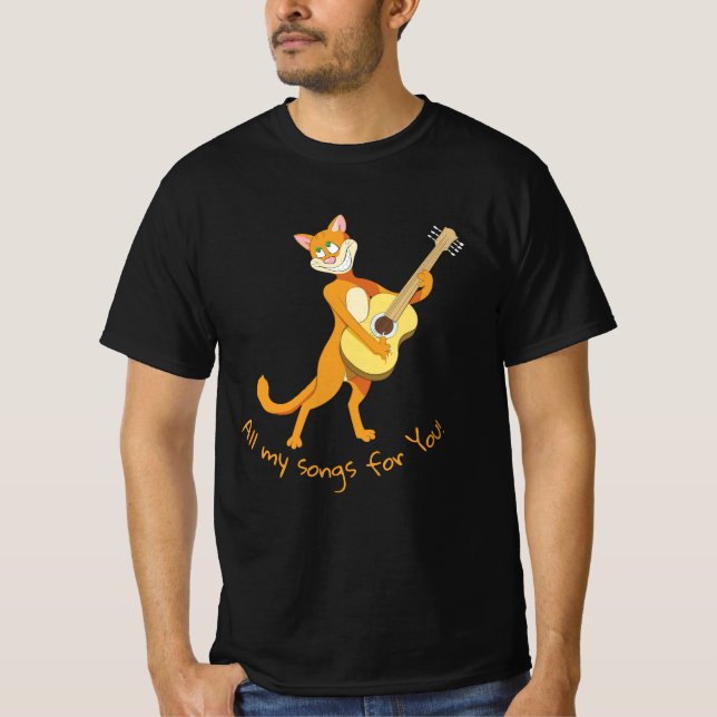 lustiger T - Shirt mit singender Katze (Vorderseite)