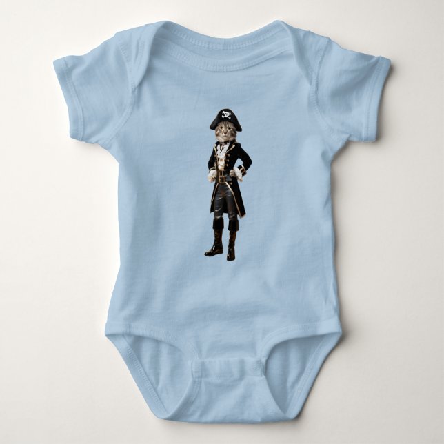 Lustiger Tabby-Pirat Baby Strampler (Vorderseite)