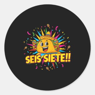 Lustiger Taco 67 Cinco de Mayo mexikanisch sechs s Runder Aufkleber