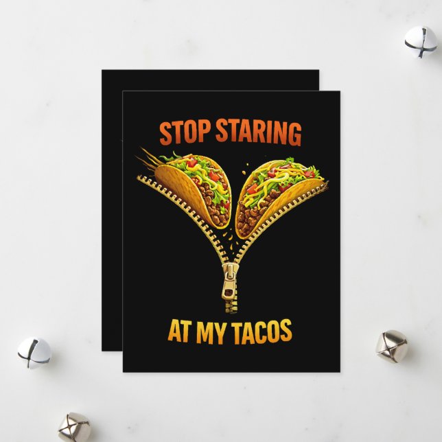 Lustiger Taco-Fan Hör Auf Zu Starren Feiertagskarte (Vorderseite/Rückseite Beispiel)