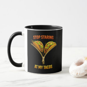 Lustiger Taco-Fan-Hörer Hör auf zu starren Tasse