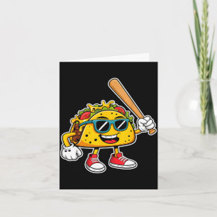 Lustiger Taco spielt Baseball mexikanischer Cinco Karte