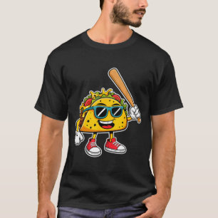 Lustiger Taco spielt Baseball mexikanischer Cinco T-Shirt