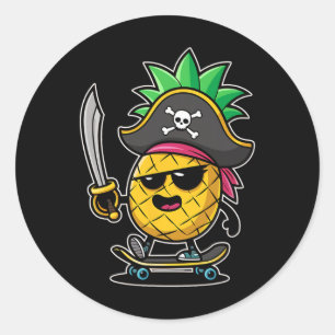 Lustiger Talk Like A Pirate Day - Skateboarding An Runder Aufkleber