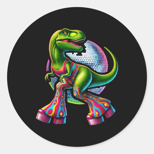 Lustiger tanzender Dinosaurier  Runder Aufkleber (Vorderseite)