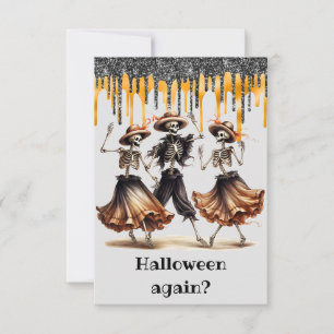 Lustiger tanzender Skelett-Halloween-Party Einladung