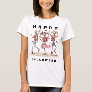 Lustiger tanzender Skelett Halloween T-Shirt