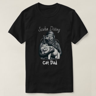 Lustiger Taucher Schwarzer Katzenvater Personalisi T-Shirt