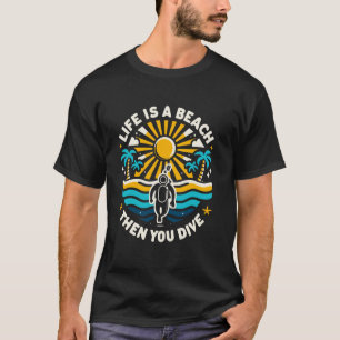 Lustiger Taucher Strandliebhaber Taucher Geschäfts T-Shirt