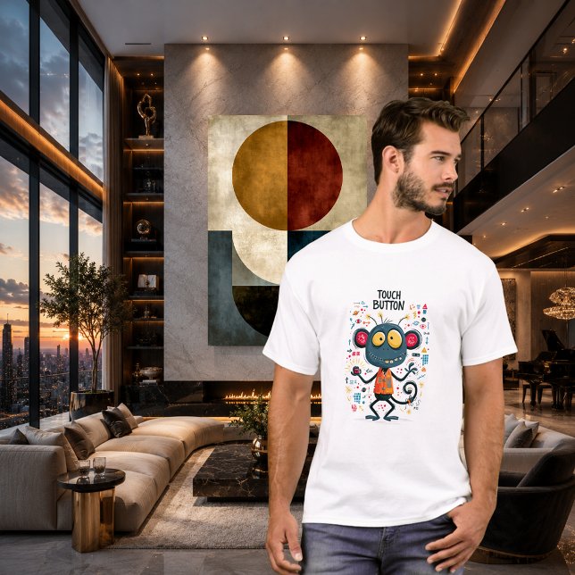 Lustiger Tech-Alien-Charakter-Geschenk mit Berühru T-Shirt (Von Creator hochgeladen)