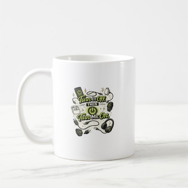 Lustiger Tech-Fan-Becher Kaffeetasse (Links)