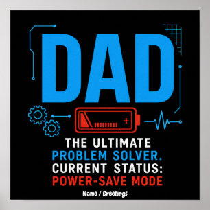 Lustiger Tech-Vater Problemlöser Power-Spar-Modus Poster