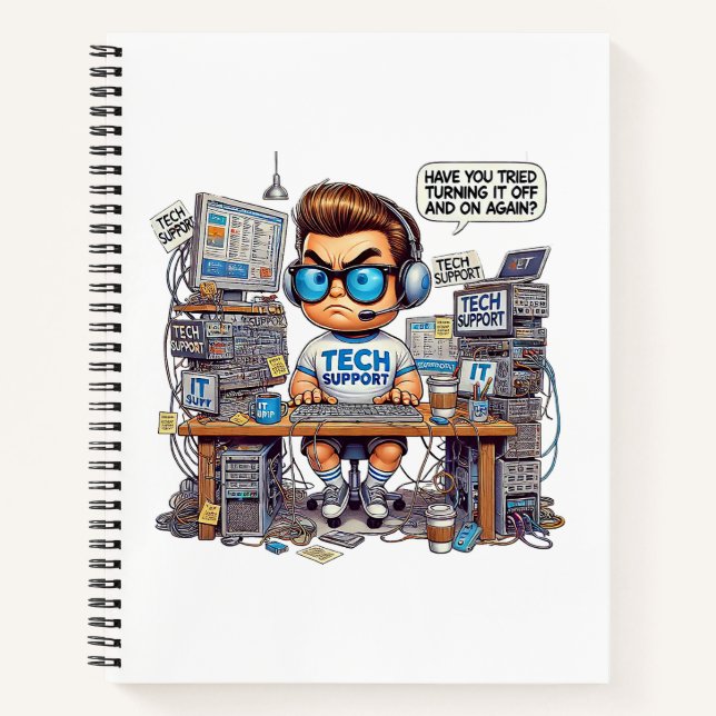 Lustiger Technik-Support-Cartoon Notizbuch (Vorderseite)