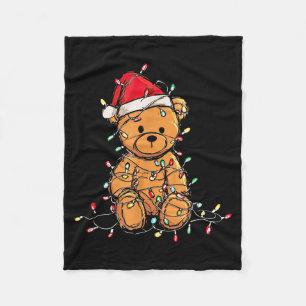 Lustiger Teddybär Weihnachtsgrafik Lichterliebhabe Fleecedecke