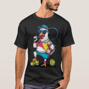 Lustiger Tennis-Hahn Cartoon-Sport-Tier T-Shirt