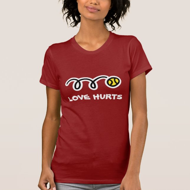 Lustiger Tennis-T - Shirt - Liebe Hurts (Vorderseite)