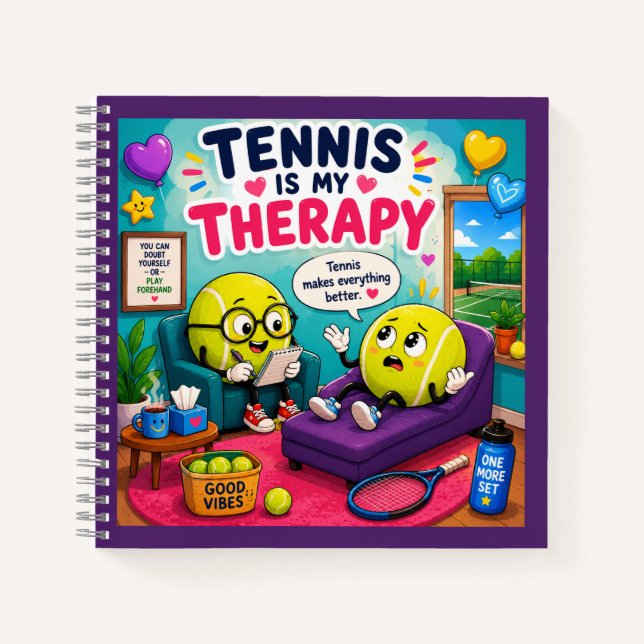 Lustiger Tennisspruch Notizbuch (Vorderseite)