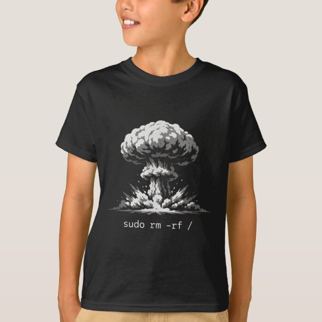 Lustiger Terminal-Witz sudo rm -rf Slash-Hacker T-Shirt (Vorderseite)