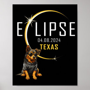 Lustiger Texas Total Sonnenfinsternis Hund Poster