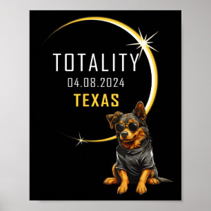 Lustiger Texas Totaler Sonnenfinsternis Hund Poster
