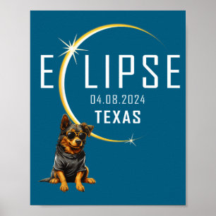 Lustiger Texas Totaler Sonnenfinsternis Hund Poster
