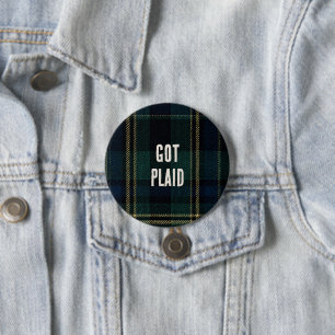 Lustiger Text Weihnachten Kariert Tartan Bürofeier Button