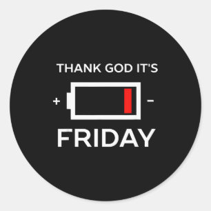 Lustiger Tgif Freitag Niedrige Batterie Runder Aufkleber