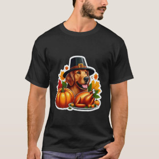 Lustiger Thanksgiving Flat-Coated Retriever Hundeb T-Shirt